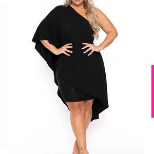 Elegant Asymmetrical Black Dress